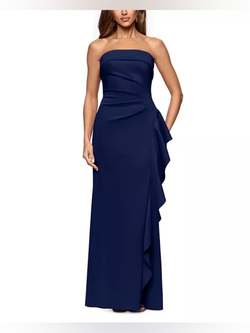 Strapless Navy Evening Gown